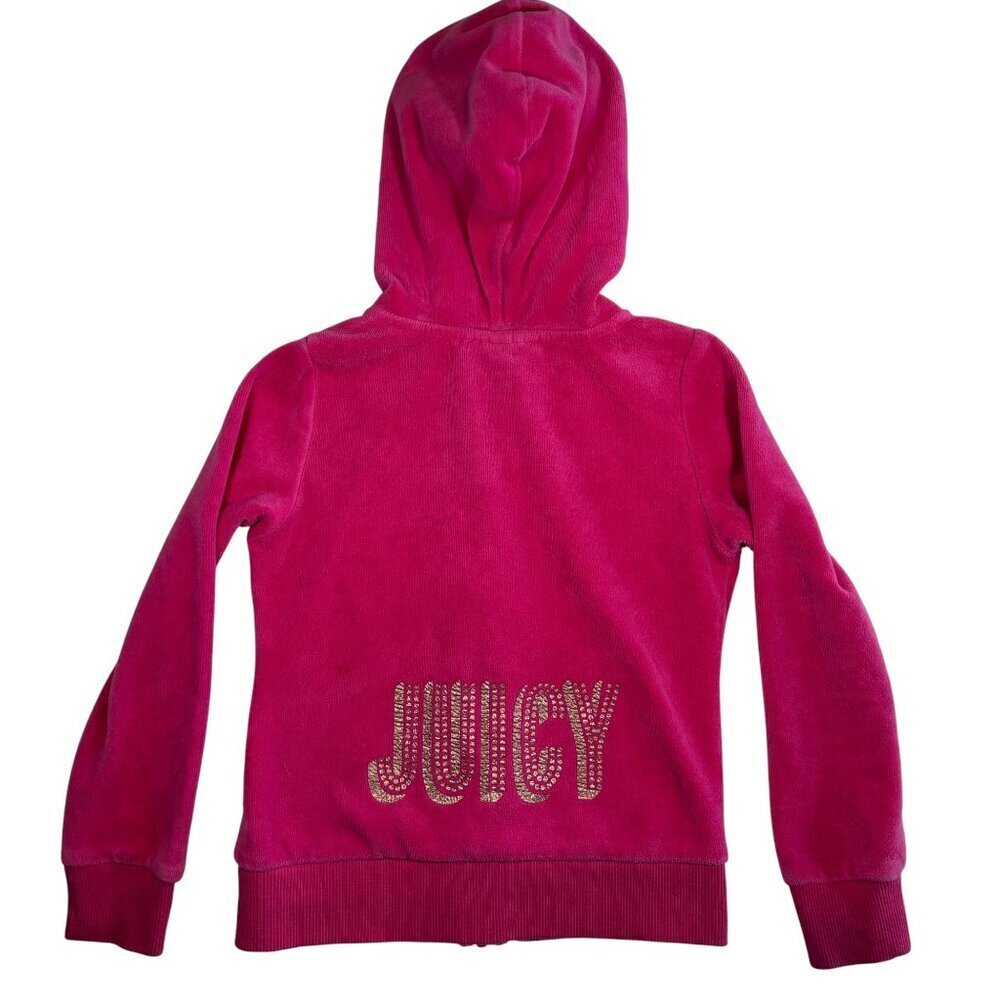 JUICY COUTURE Velour Hoodie Full Zip Sweatshirt Pink Girls 5T